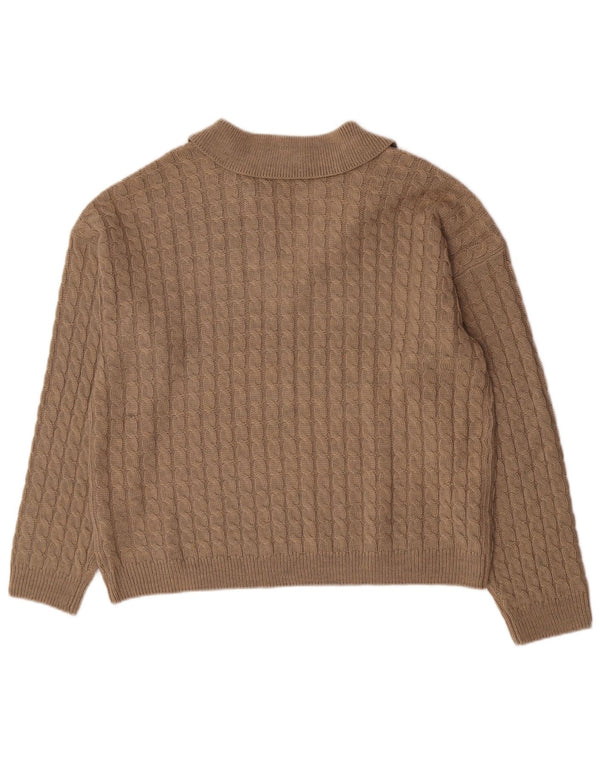 Besætningstøj Dame Polo Neck Jumper Sweater UK 18 XL Brun Akryl