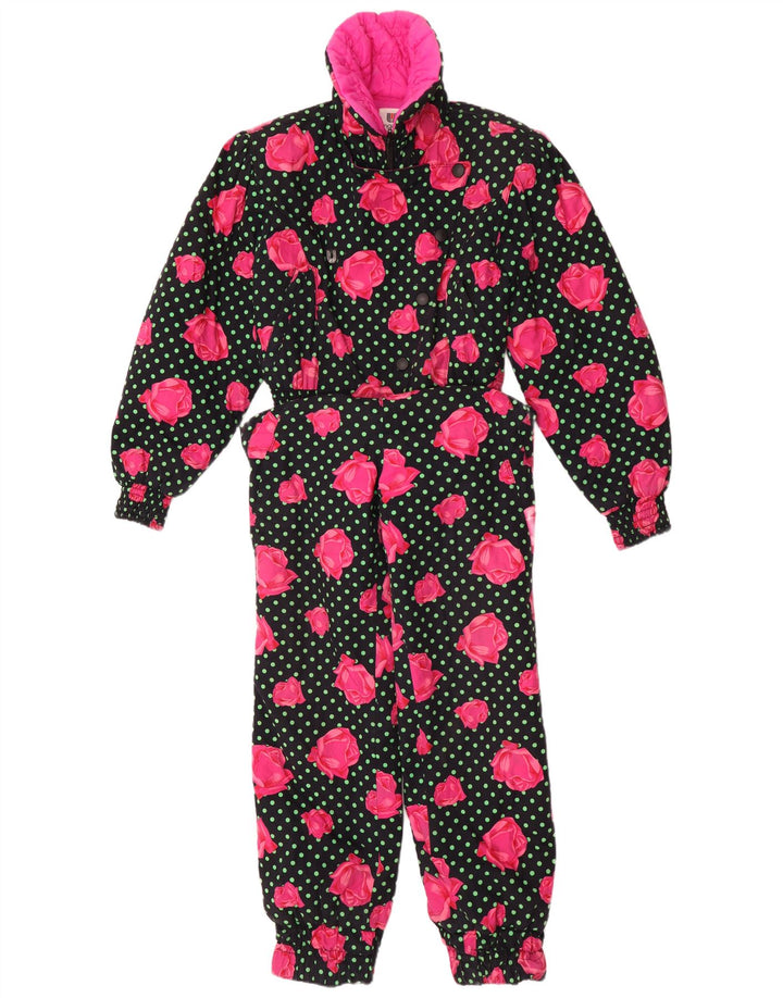 Ungaro Dame Ski Jumpsuit IT 44 Medium Black Floral Bomuld