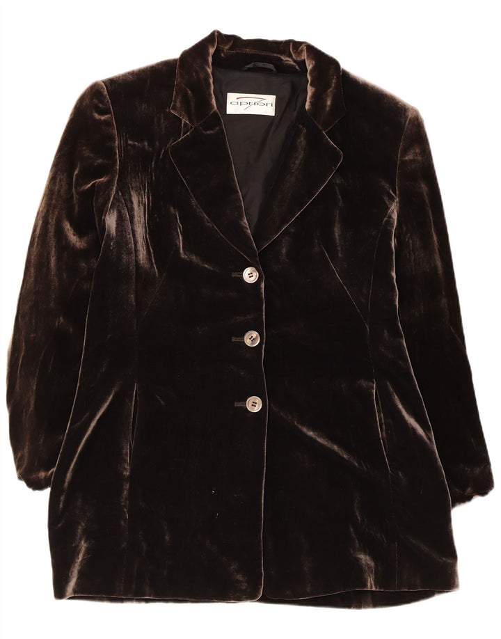 APRIORI Dame 3-knaps blazerjakke UK 14 Stor brun silke