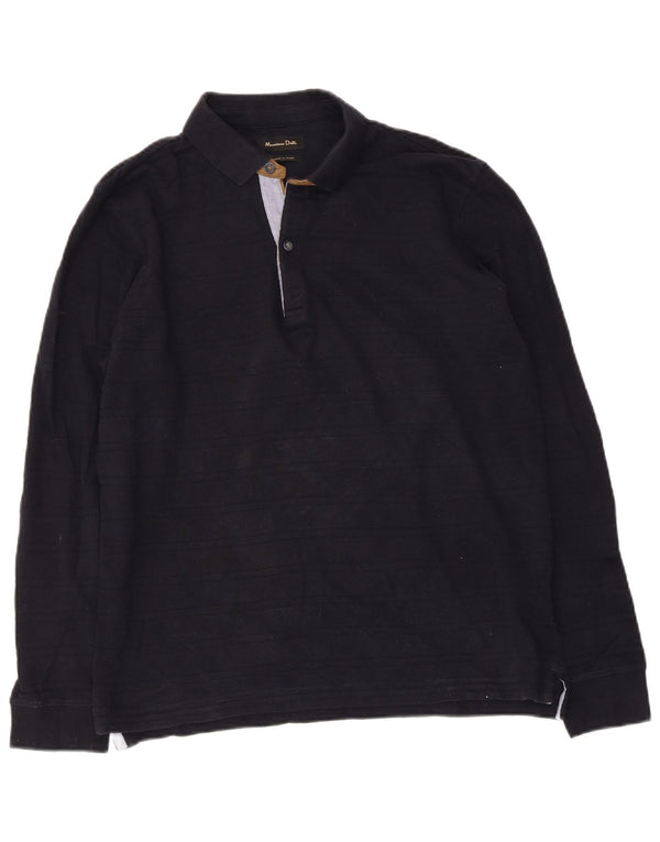Massimo Dutti Langærmet herre poloshirt Medium marineblå bomuld