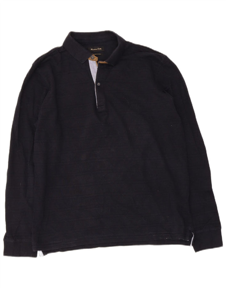 Massimo Dutti Langærmet herre poloshirt Medium marineblå bomuld