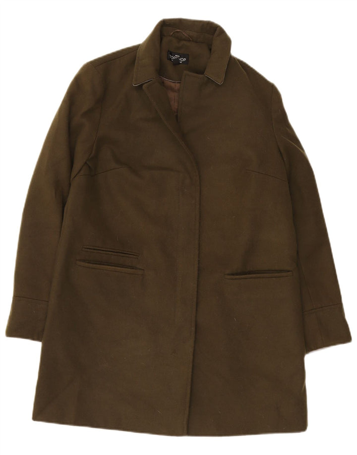 Topshop Petite Overfrakke til kvinder UK 8 Small Khaki Polyester