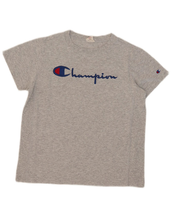 Champion Dame Grafisk T-Shirt Top UK 10 Small Grey Flecked Bomuld