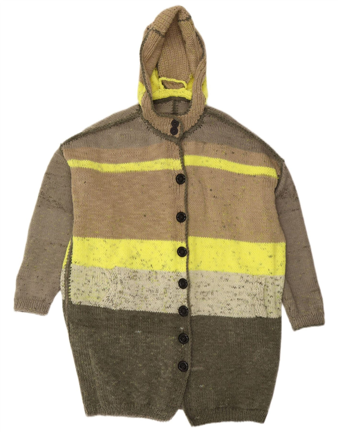 Vintage Dame Oversized Longline Cardigan Sweater UK 20 2XL Flerfarvet