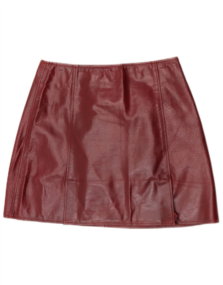Conbipel Dame Mini Læder Nederdel IT 44 Medium W27 Maroon Læder