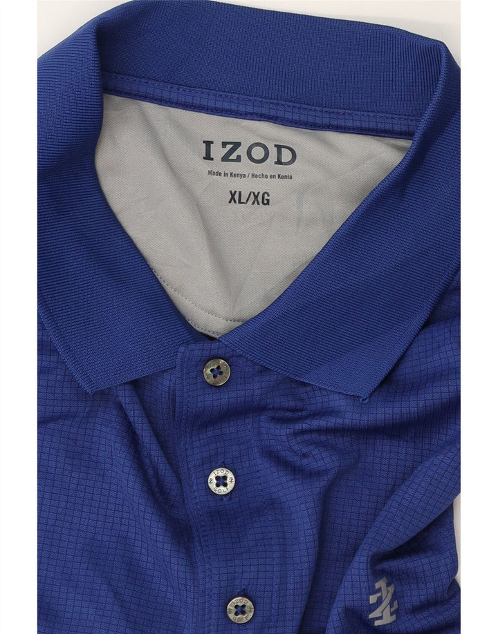 Izod Polo Shirt til mænd XL Blå Gingham Polyester