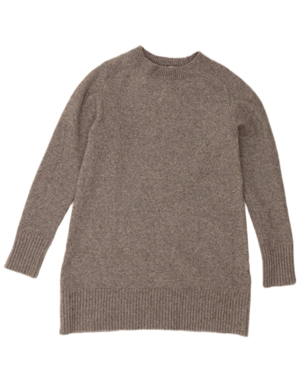 Zara Dame Longline Loose Fit Crew Neck Jumper Sweater UK 6 XS Grå