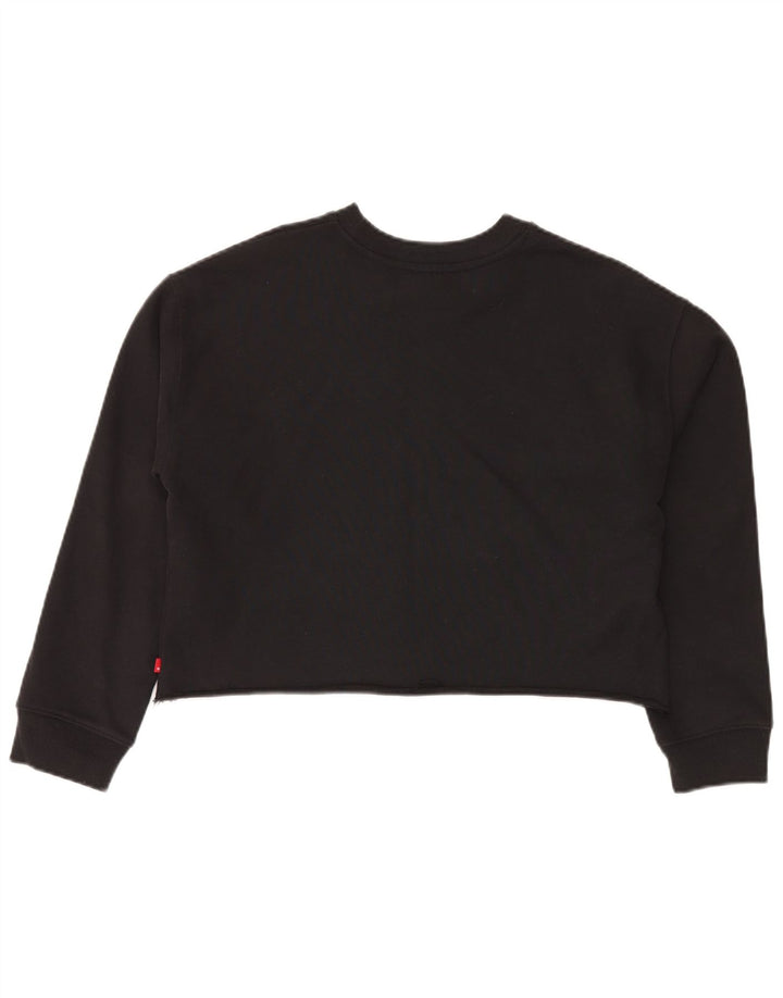 LEVI'S Womens Oversized Crop Sweatshirt Jumper UK 6 XS Sort Stribet