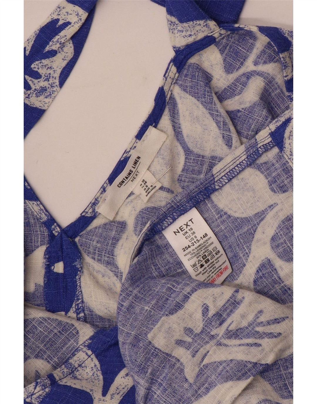 Næste Dame A-Line Kjole UK 10 Small Blue Floral Viscose