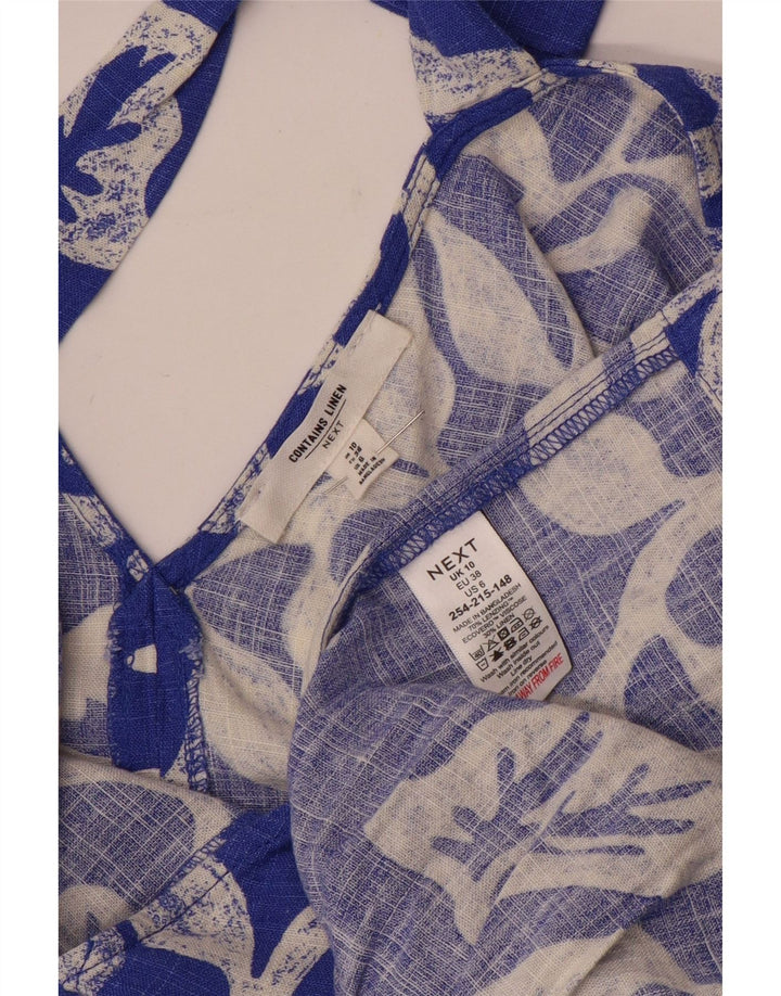 Næste Dame A-Line Kjole UK 10 Small Blue Floral Viscose