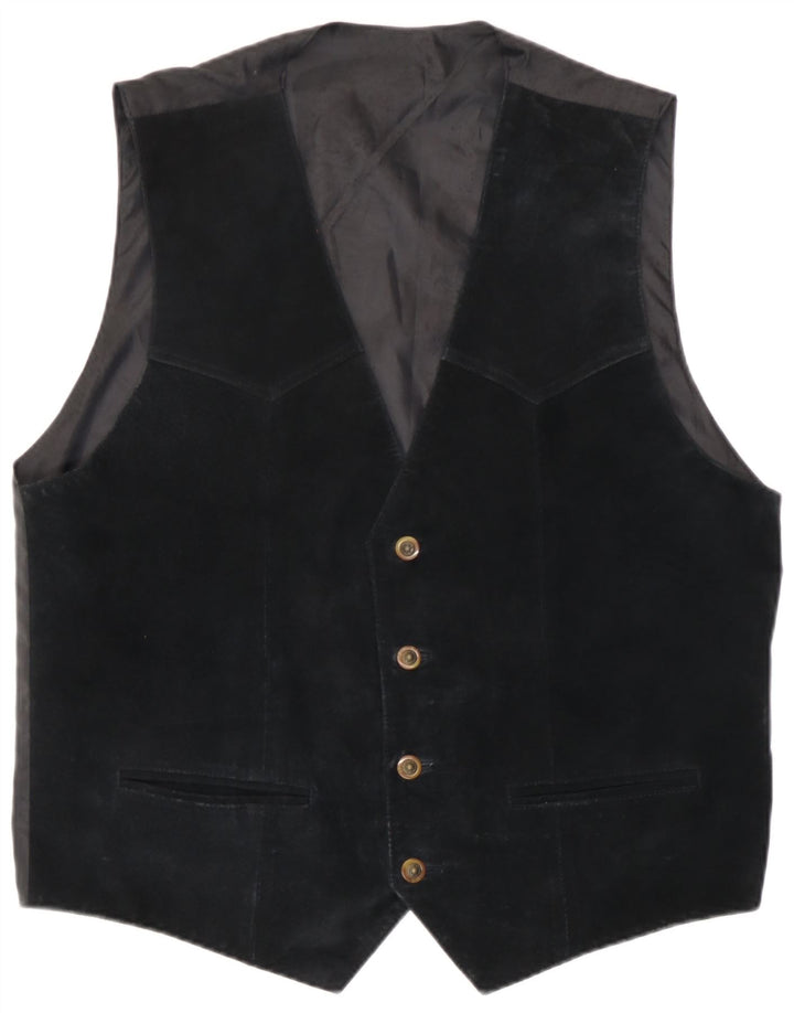 Vintage herre ruskind vest stort sort læder