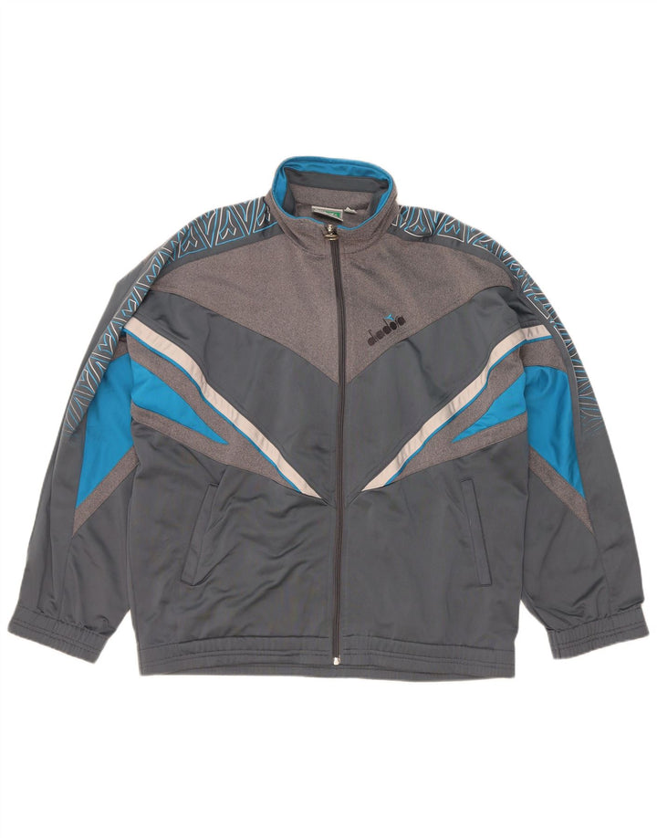 Diadora Herre grafisk træningsdragt Topjakke UK 40 Medium Grey Colourblock