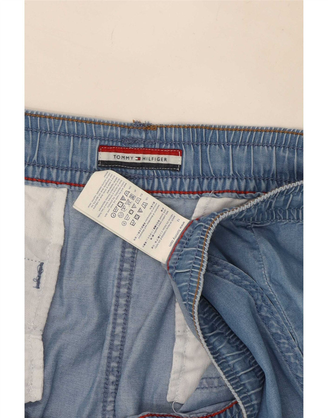 Tommy Hilfiger Dame Mini-nederdel US 12 Large W36 Blue Cotton
