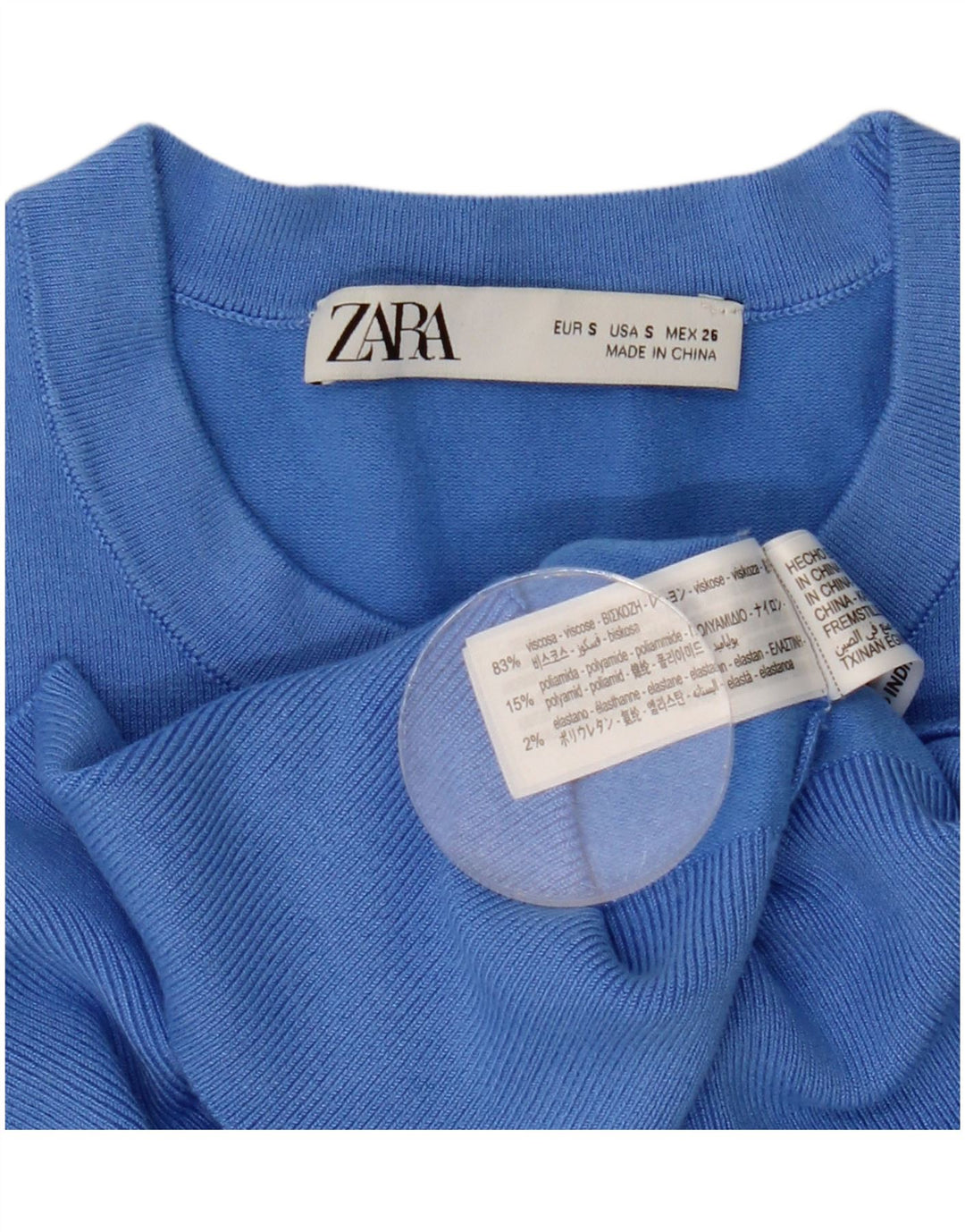 Zara Dame sweater med rund hals DK 10 Small Blue Viscose