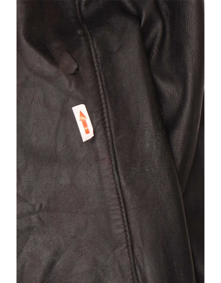 Kiros Dame Hætte Oversized Læderfrakke IT 48 XL Sort