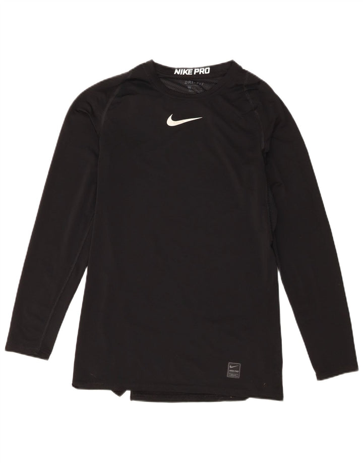 Nike Dame Dri Fit Top Langærmet UK 14 Stor Sort Polyester
