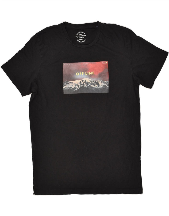 JACK & JONES Mens Graphic T-Shirt Top Medium Black Cotton | Vintage Jack & Jones | Thrift | Second-Hand Jack & Jones | Used Clothing | Messina Hembry 