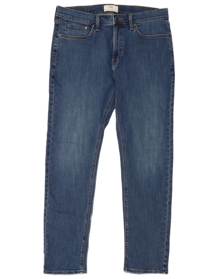 Marks & Spencer Herre Slim Jeans W34 L31 Blå Bomuld
