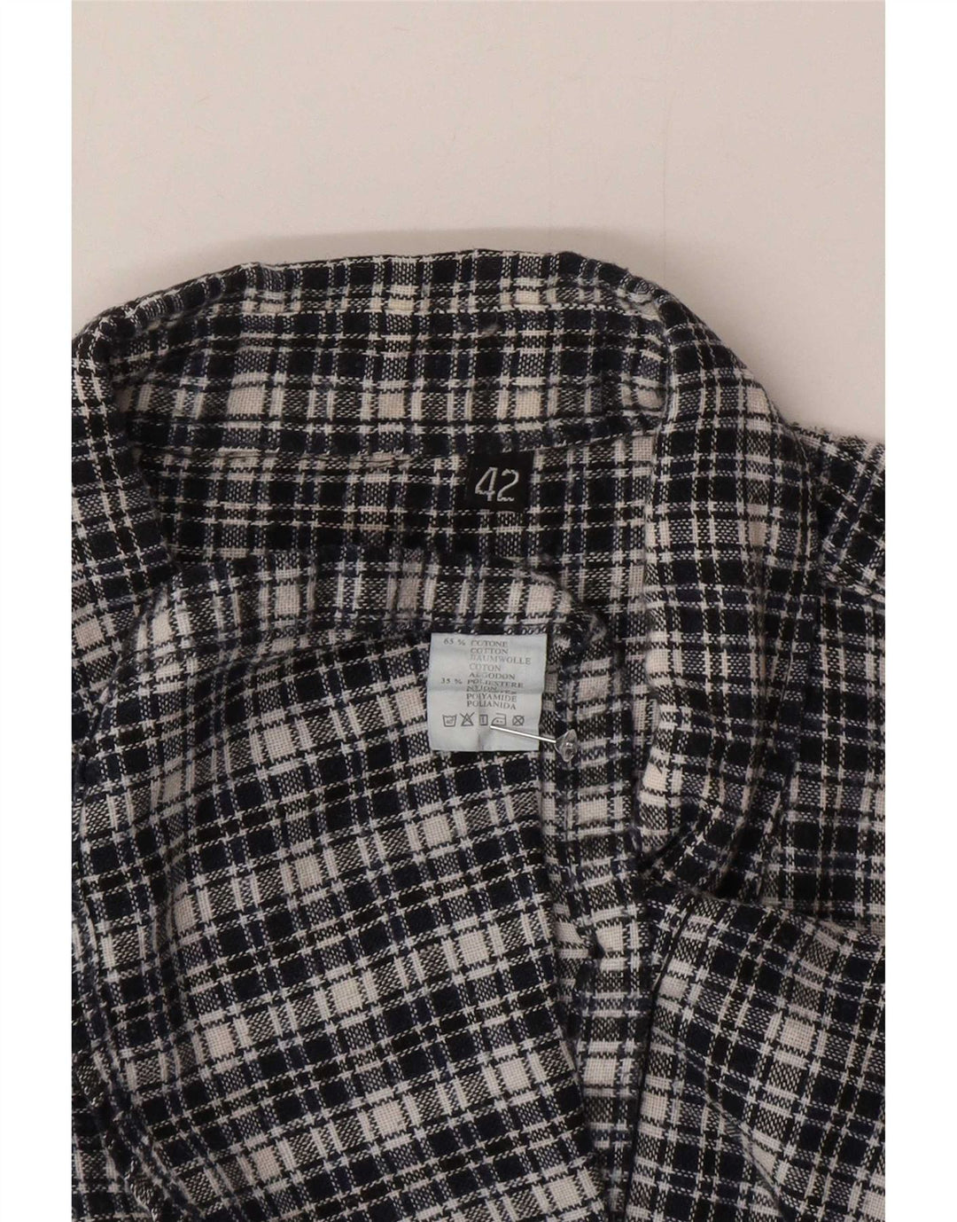 Vintage herre flannel skjorte str. 42 Large marineblå ternet bomuld