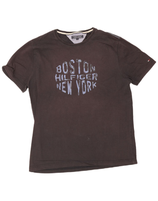Tommy Hilfiger Herre Grafisk T-Shirt Top XL Sort Bomuld