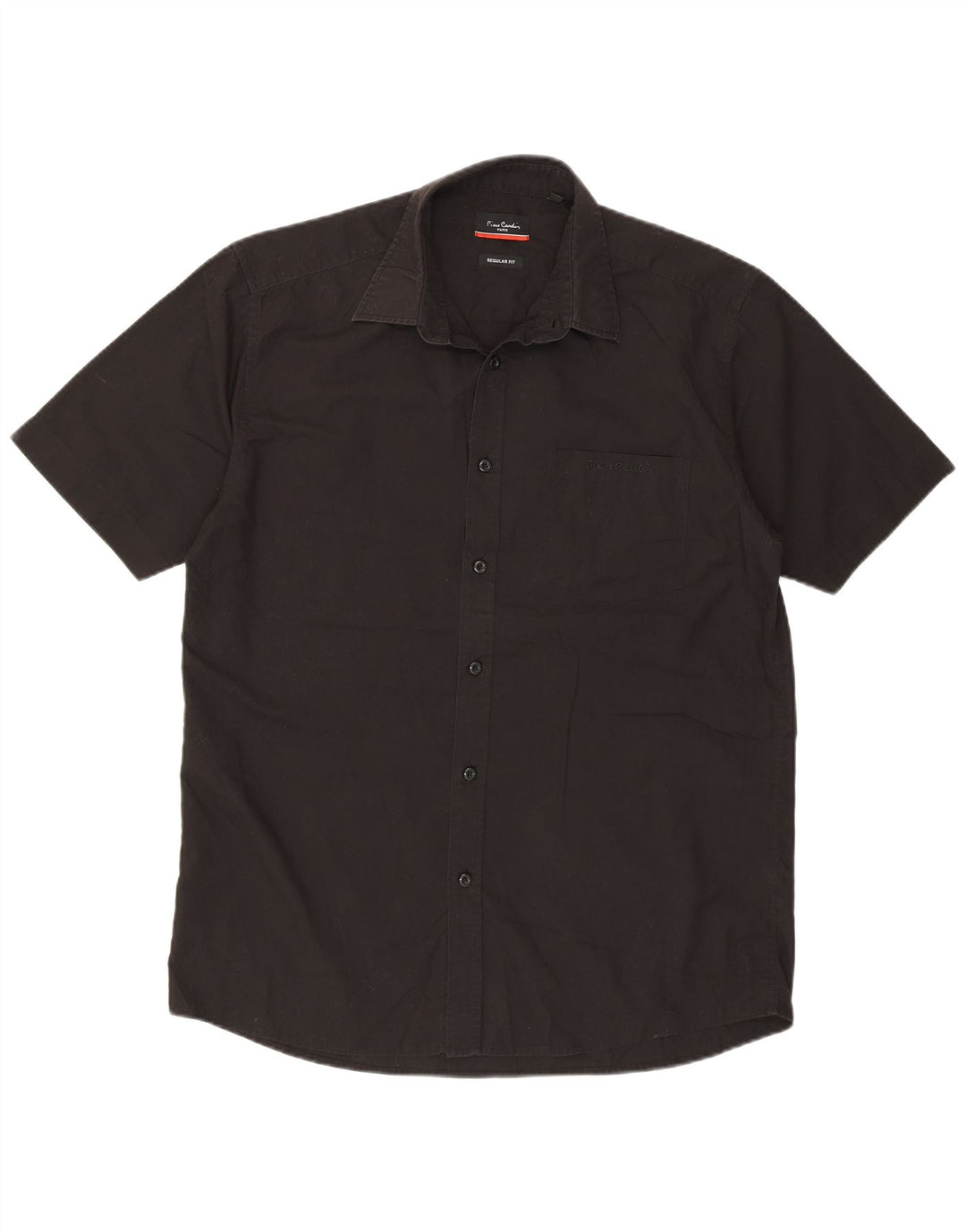 Pierre Cardin Herre kortærmet Regular Fit skjorte medium sort polyester