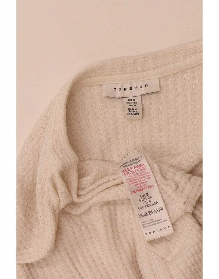 Topshop Dame Crop Top Langærmet UK 8 Small White Viscose