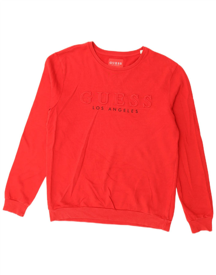 Guess Herre grafisk sweatshirt jumper stor rød bomuld