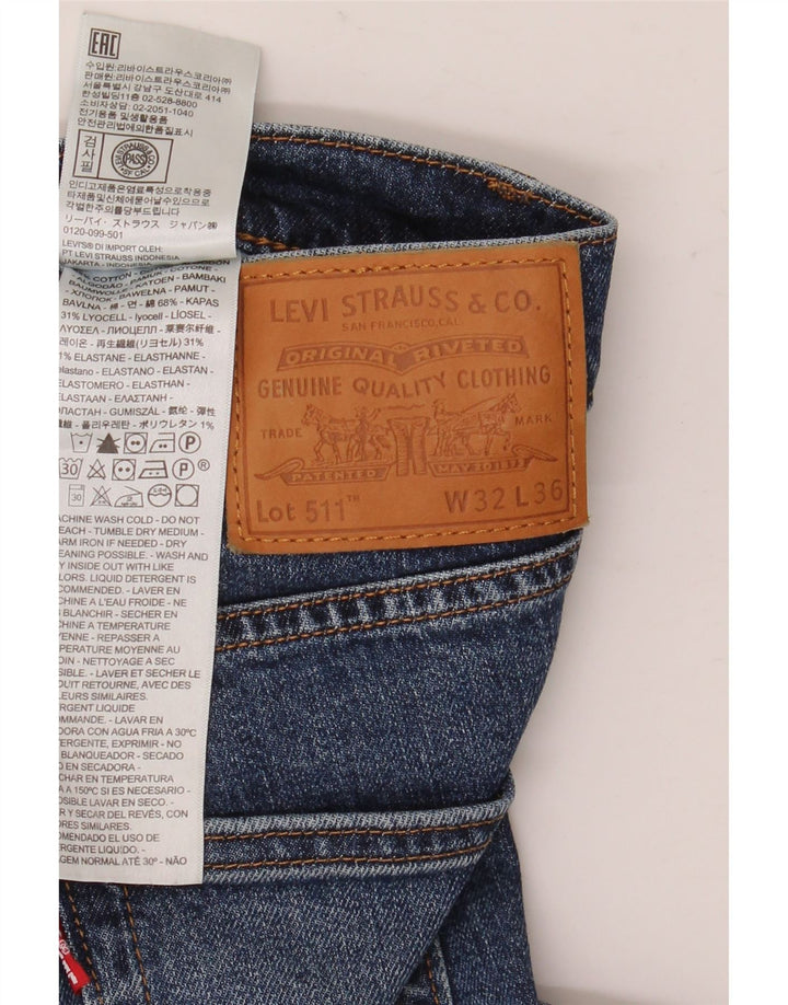 Levi's Herre 511 Slim Jeans W32 L36 Blå Bomuld