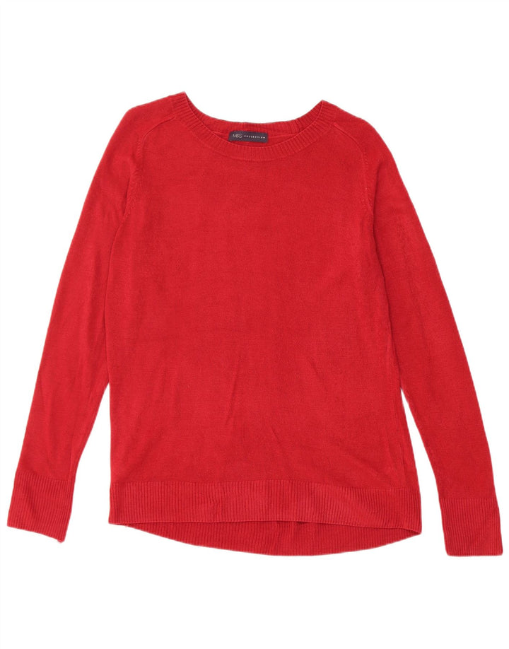 Marks & Spencer Dame Boat Neck Jumper Sweater UK 14 Medium Rød Akryl