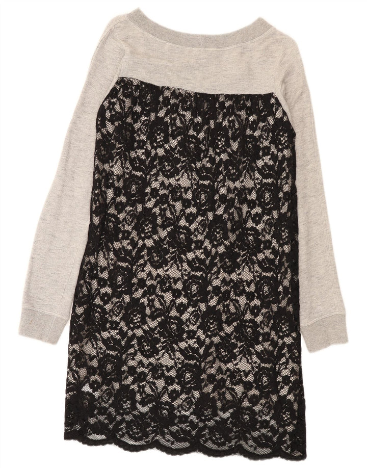 Denny Rose Dame Langærmet Jumper Kjole IT 42 Medium Grey Floral