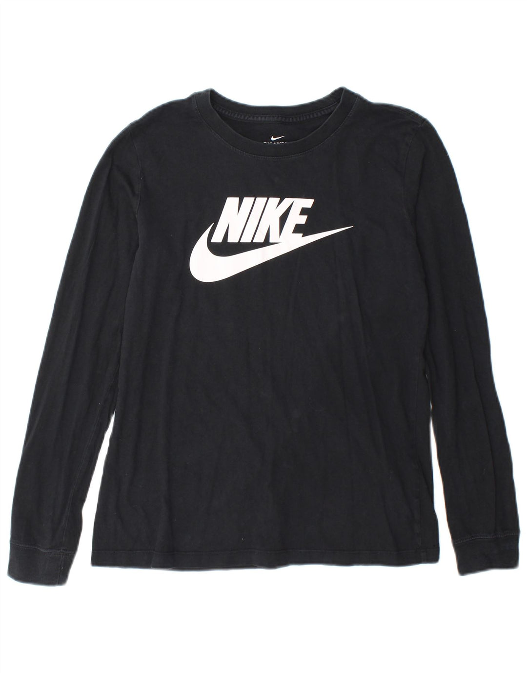 Nike Dame Grafisk Top Langærmet UK 10 Small Black Bomuld