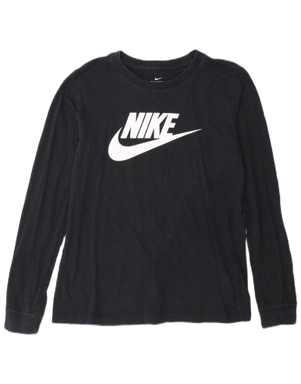 Nike Dame Grafisk Top Langærmet UK 10 Small Black Bomuld
