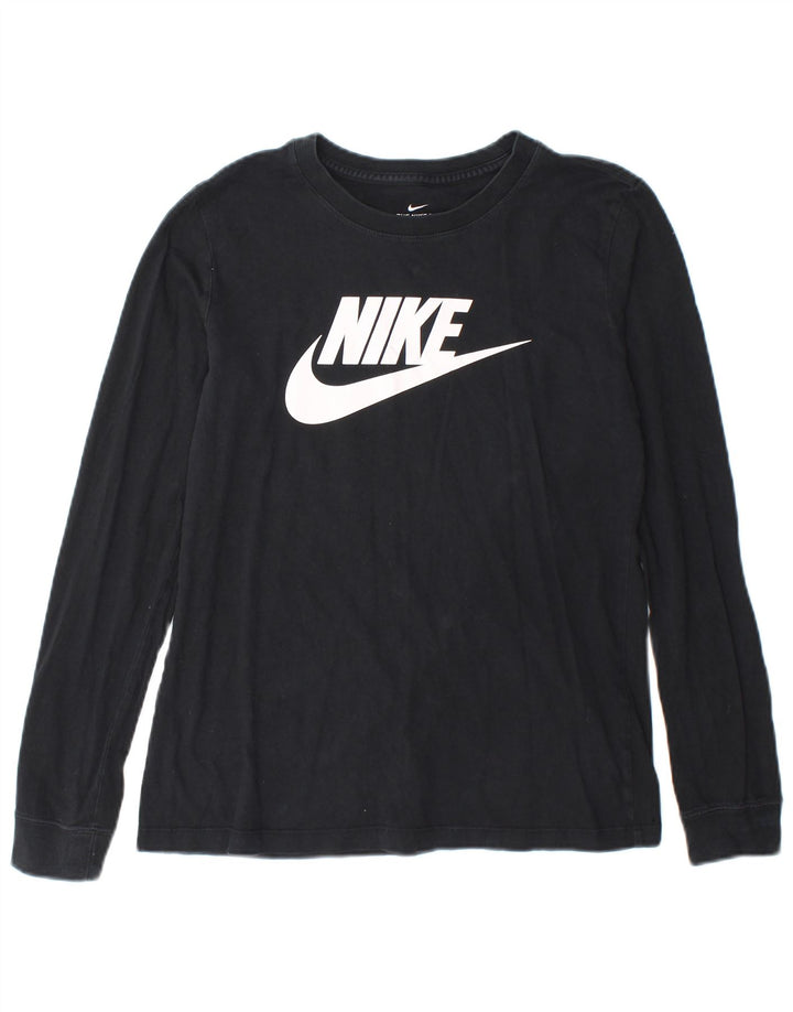 Nike Dame Grafisk Top Langærmet UK 10 Small Black Bomuld