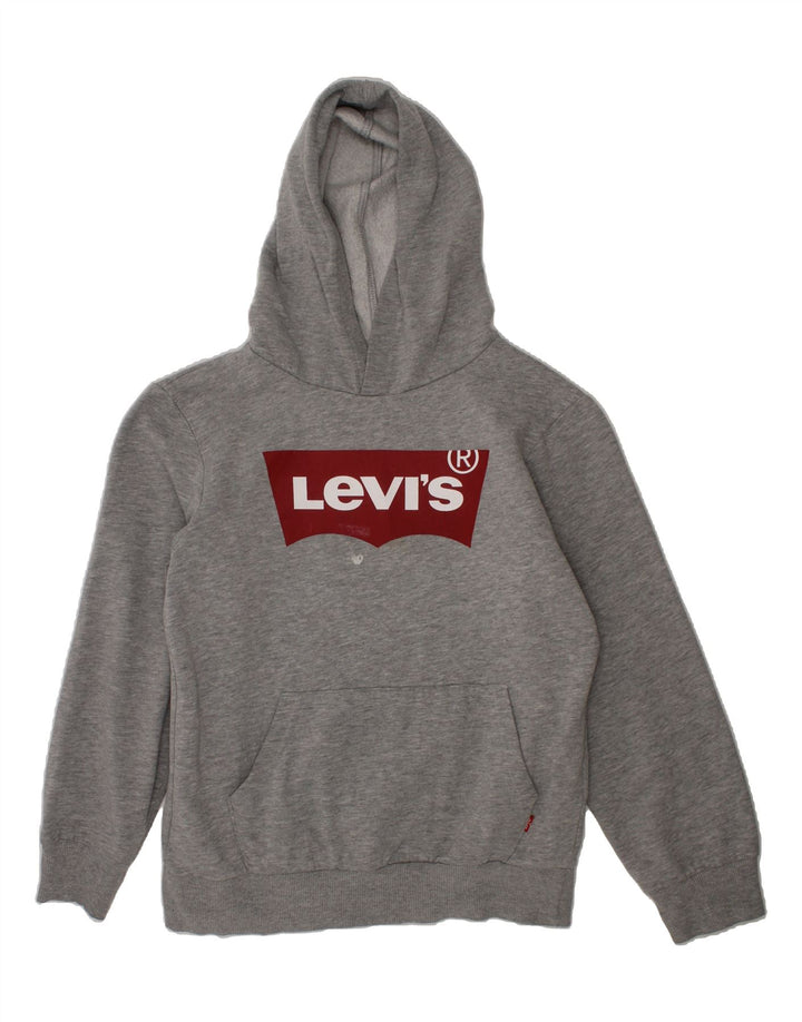 LEVI'S Boys Graphic Hoodie Jumper 9-10 Years Grey Cotton Vintage Levi's and Second-Hand Levi's from Messina Hembry 