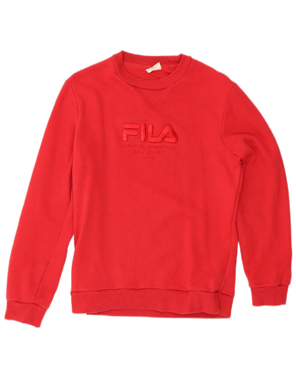 Fila Dame Grafisk Sweatshirt Jumper UK 10 Lille Rød Bomuld