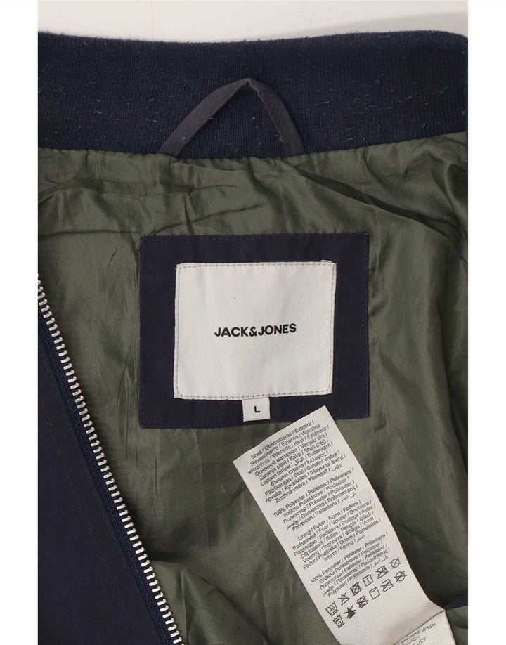 Jack & Jones Bomberjakke til mænd UK 40 Large Navy Blue Polyester