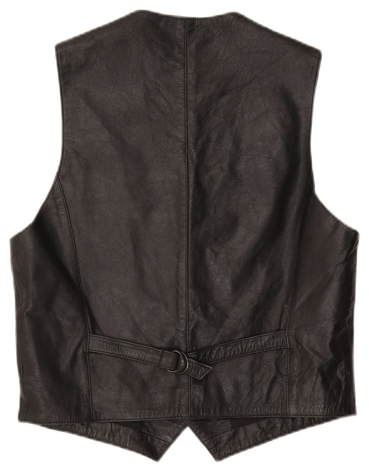 Vintage herre lædervest IT 50 Medium Sort
