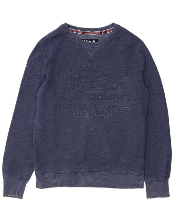 Superdry Grafisk Sweatshirt-trøje til mænd XL Blå Flecked Bomuld