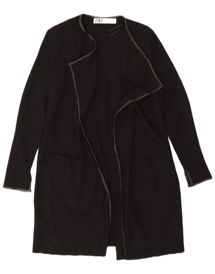 Zara Womens Open Overcoat UK 12 Medium Black Viscose