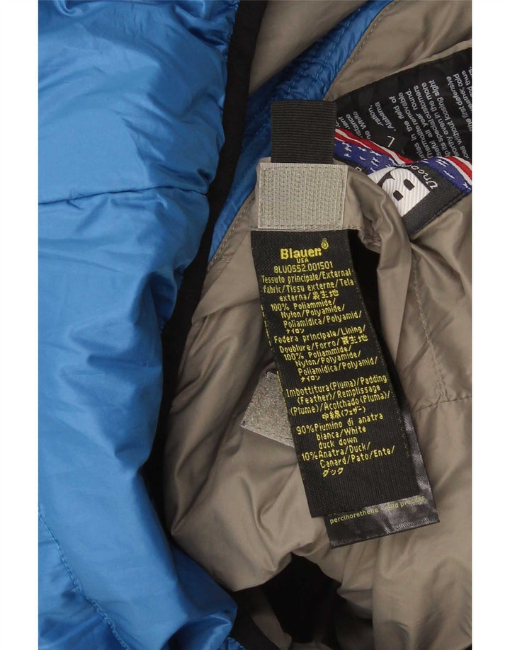 Blauer Herre hættepolstret jakke UK 40 Stor blå nylon