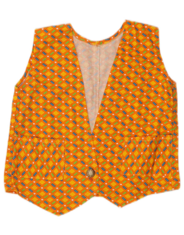 Vintage piger 2-delt nederdel sæt 9-10 år W24 Orange geometrisk