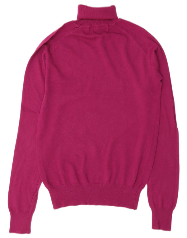 Zara Dame Roll Neck Jumper Sweater UK 14 Large Pink Bomuld