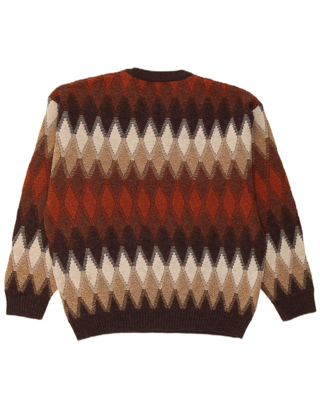 Vintage drenge sweater med rund hals 13-14 år brun Argyle/diamant