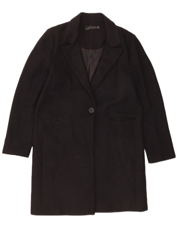 Zara Dame Overfrakke UK 18 XL Sort Uld