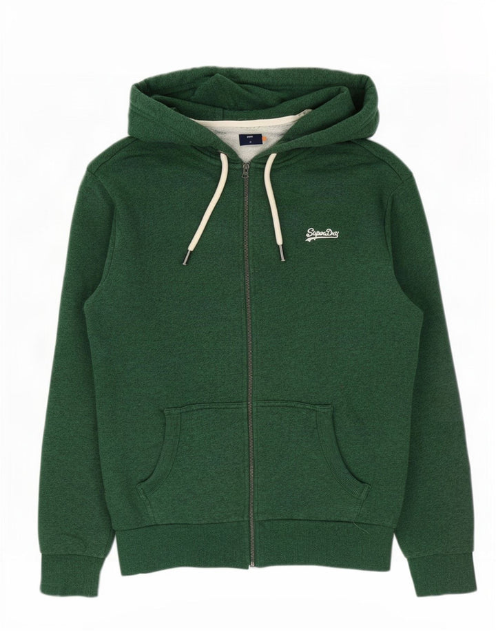 Superdry Hættetrøje med lynlås til mænd mellemgrøn bomuld
