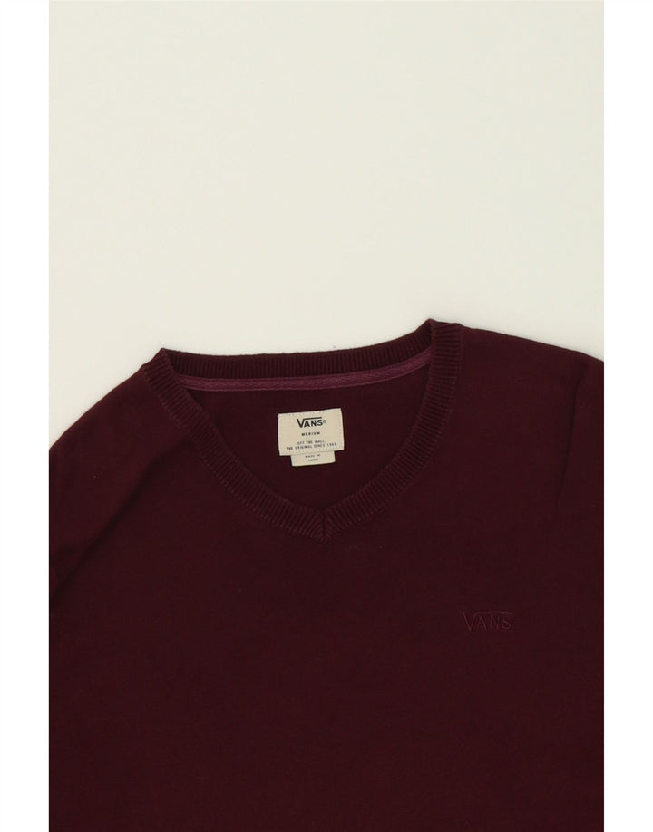 VANS Mens V-Neck Jumper Sweater Medium Maroon Vintage Vans and Second-Hand Vans from Messina Hembry 