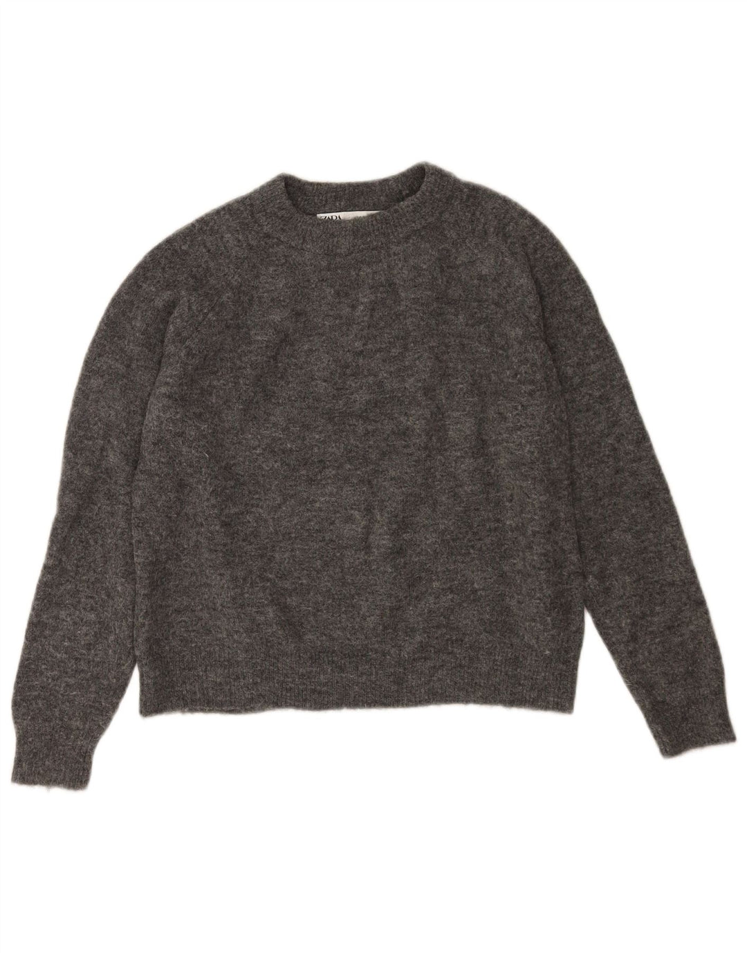 Zara Dame Oversized Boat Neck Jumper Sweater UK 10 Small Grey Nylon
