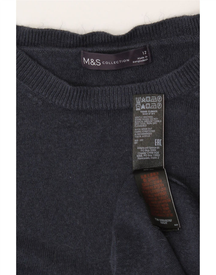 Marks & Spencer Dame Boat Neck Jumper Sweater UK 12 Medium Navy Blue
