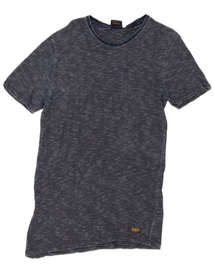 Superdry T-shirt til mænd, medium marineblå nålestribet bomuld