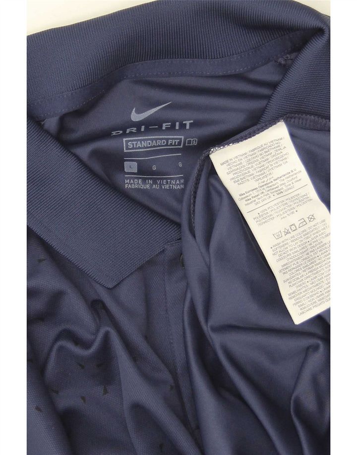 Nike Herre Dri Fit Standard Fit Polo Shirt Large Navy Blue Polyester